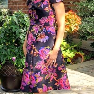 Adrianna Papell Midi Jacquard Fit And Flare dress